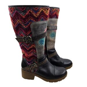 Spring Step L'Artiste Fuzzy Women's Tall Boots Bohemian Patchwork 8.5 39 Boho
